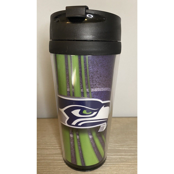 Seattle Seahawks NFL Travel Tumbler 14 oz Full Wrap Logo Double Wall Acrylic NEW - Picture 1 of 4